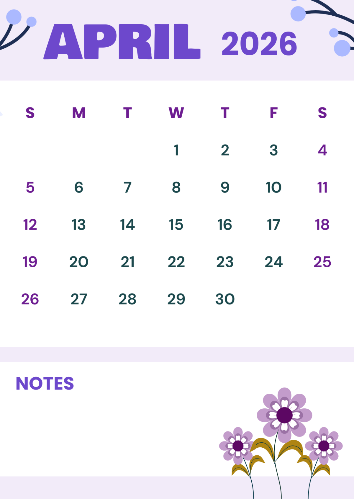 Editable Calendar April 2026