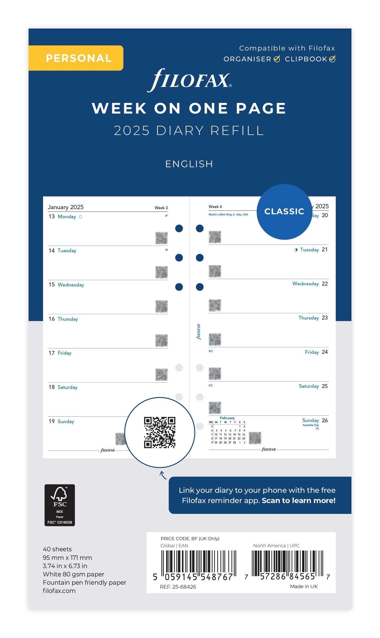 Personal Week Per Page English 2025 Amazon co uk Stationery U0026 Office Supplies
