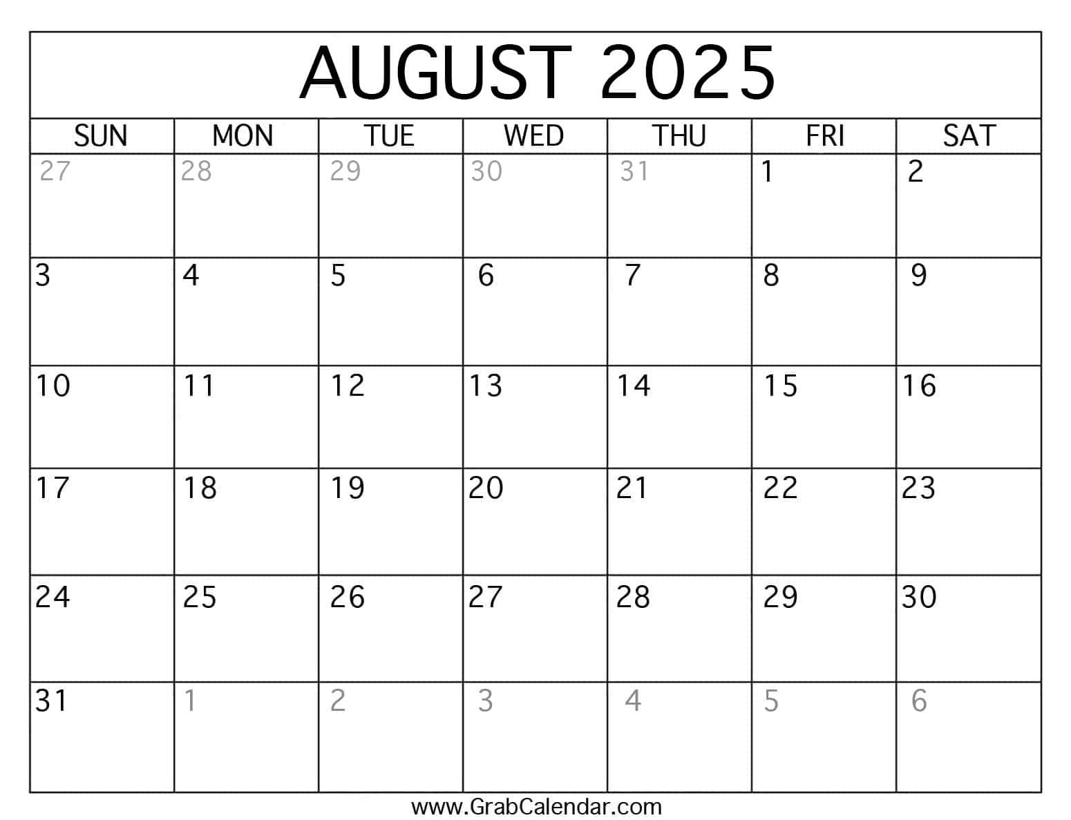 August 2025 Calendar Wiki