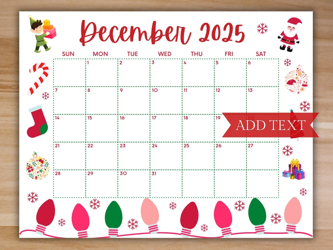 Calendar Template December 2025