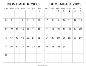 November-December 2025 Calendar