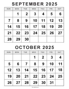 August September October 2025 Calendar