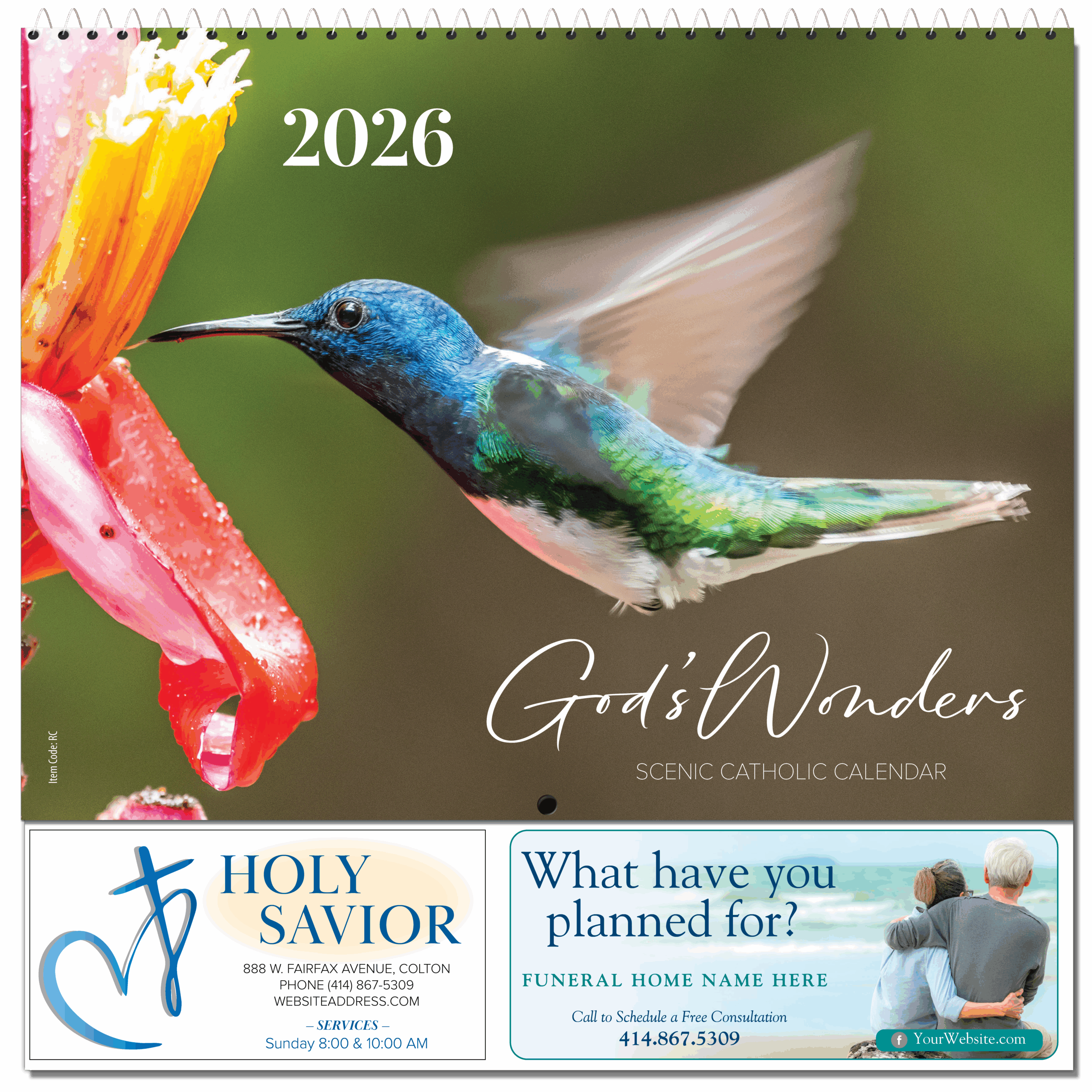 Scenic Catholic Calendar English Blue Mound Graphics
