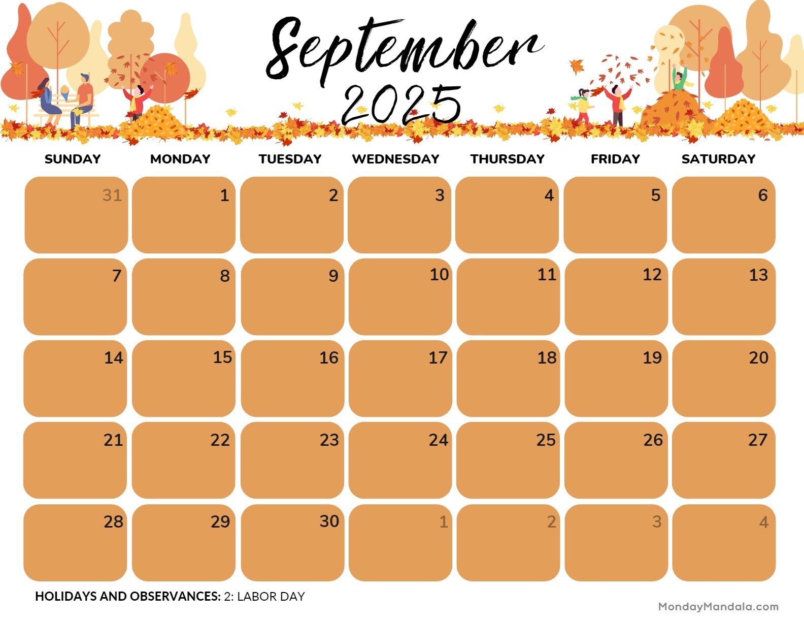 September 2025 Calendar Free