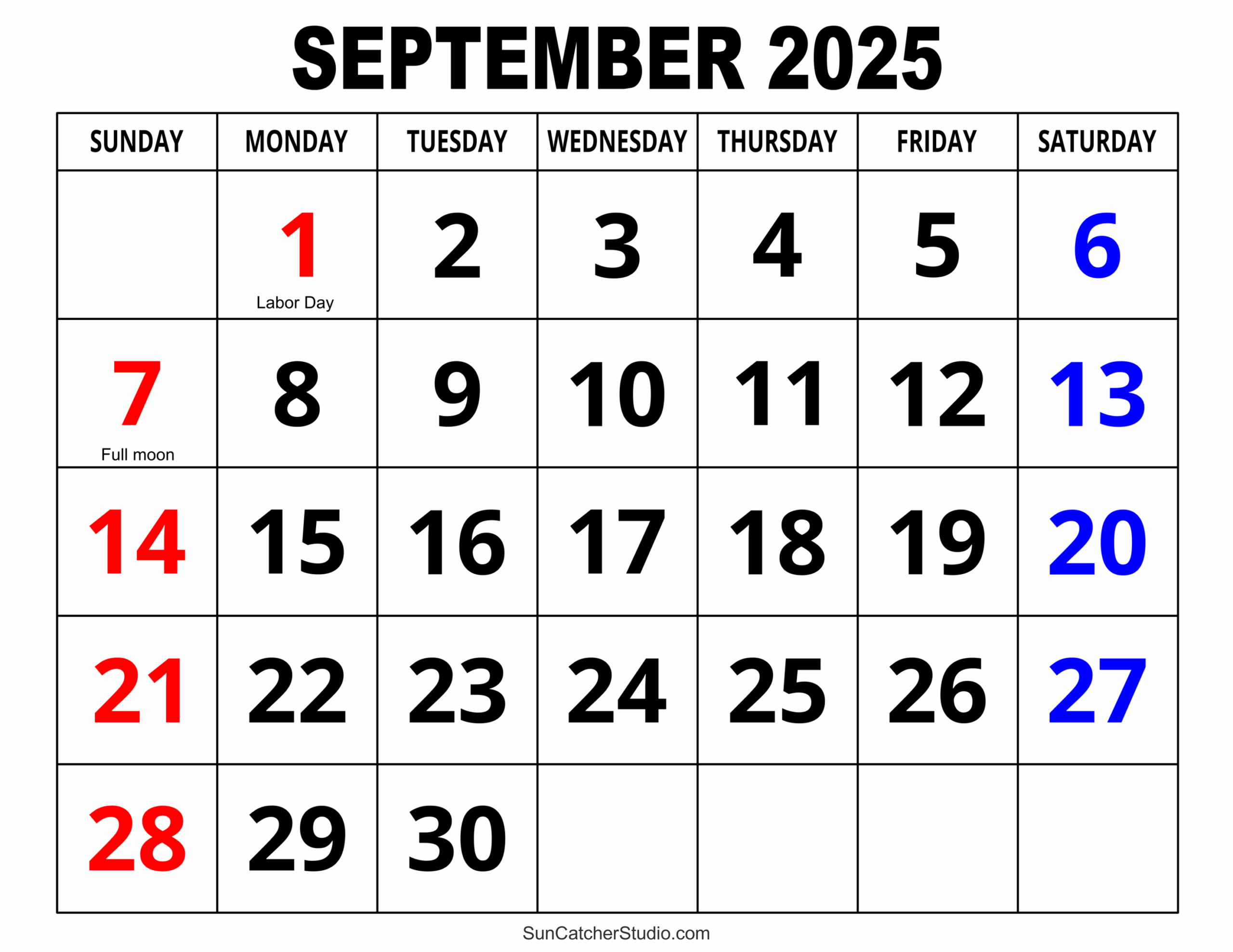 Free September 2025 Calendar Printable