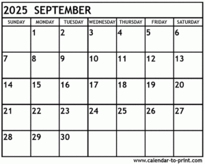 Calendar September 2025