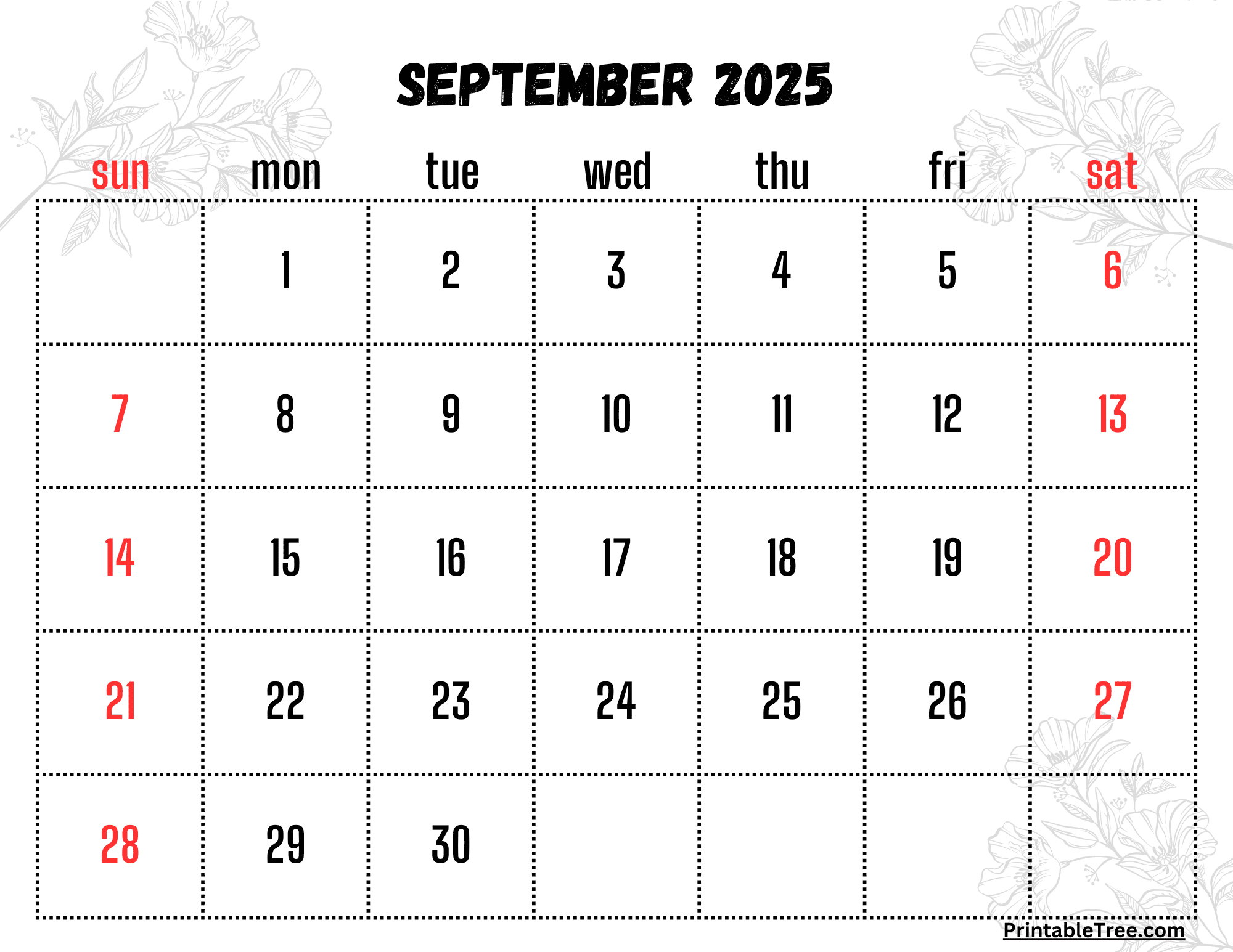 Print September 2025 Calendar