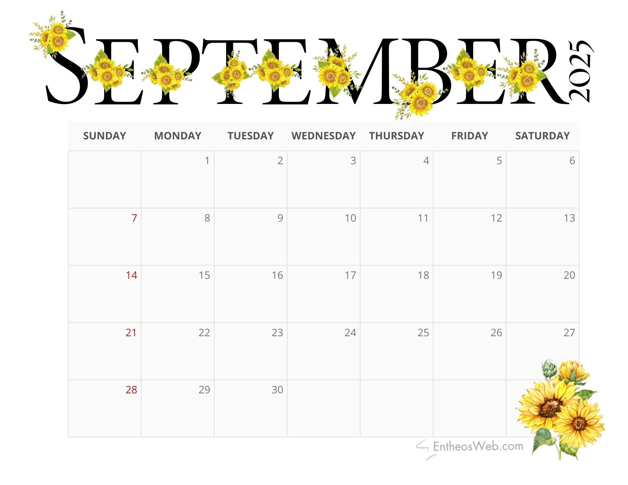 September 2025 Printable Calendar