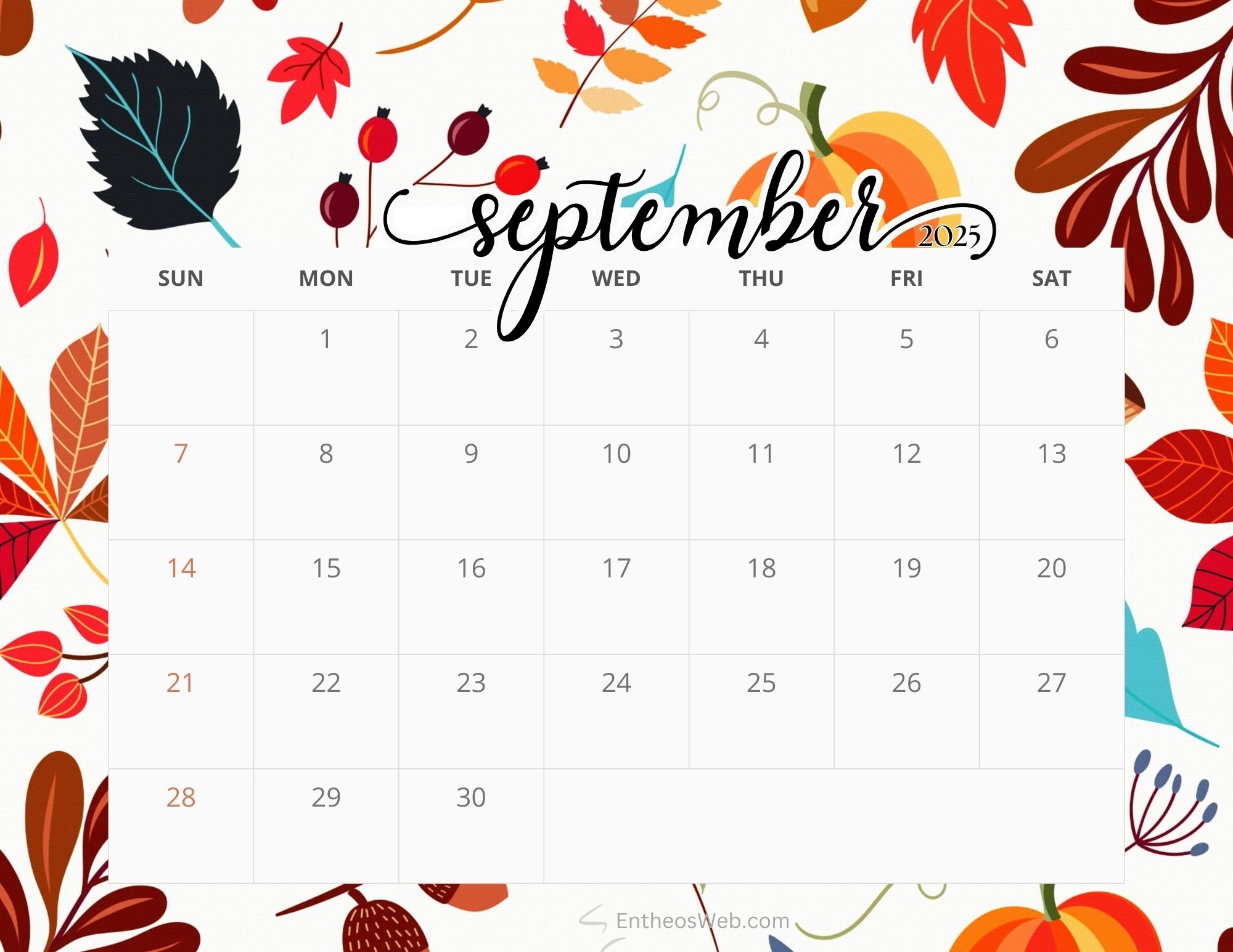 Calendar September 2025 Printable