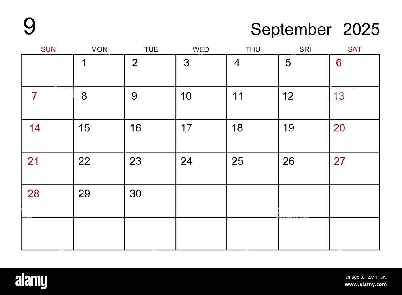 Blank September 2025 Calendar