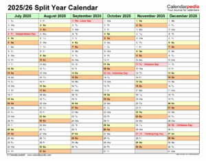 July 2025 June 2026 Calendar Printable Word