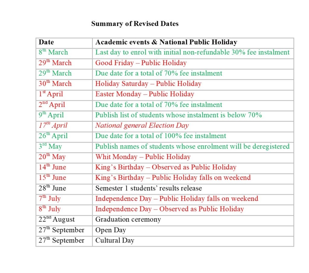 UPDATED 2024 SINU ACADEMIC CALENDAR SINU